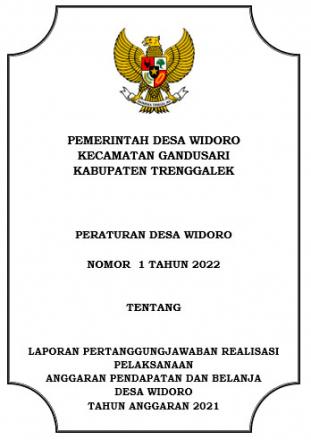 PERDES NOMOR 1 TAHUN 2022 TENTANG LAPORAN PERTANGGUNGJAWABAN REALISASI PELAKSANAAN APBdesa 2021